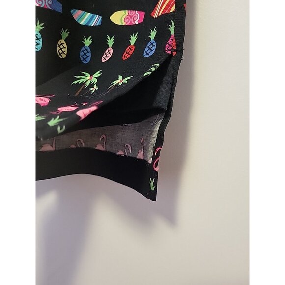 Bamboo Traders  Skort Size 14 Black With Tropical Themed Print Flamingo - Picture 2 of 6